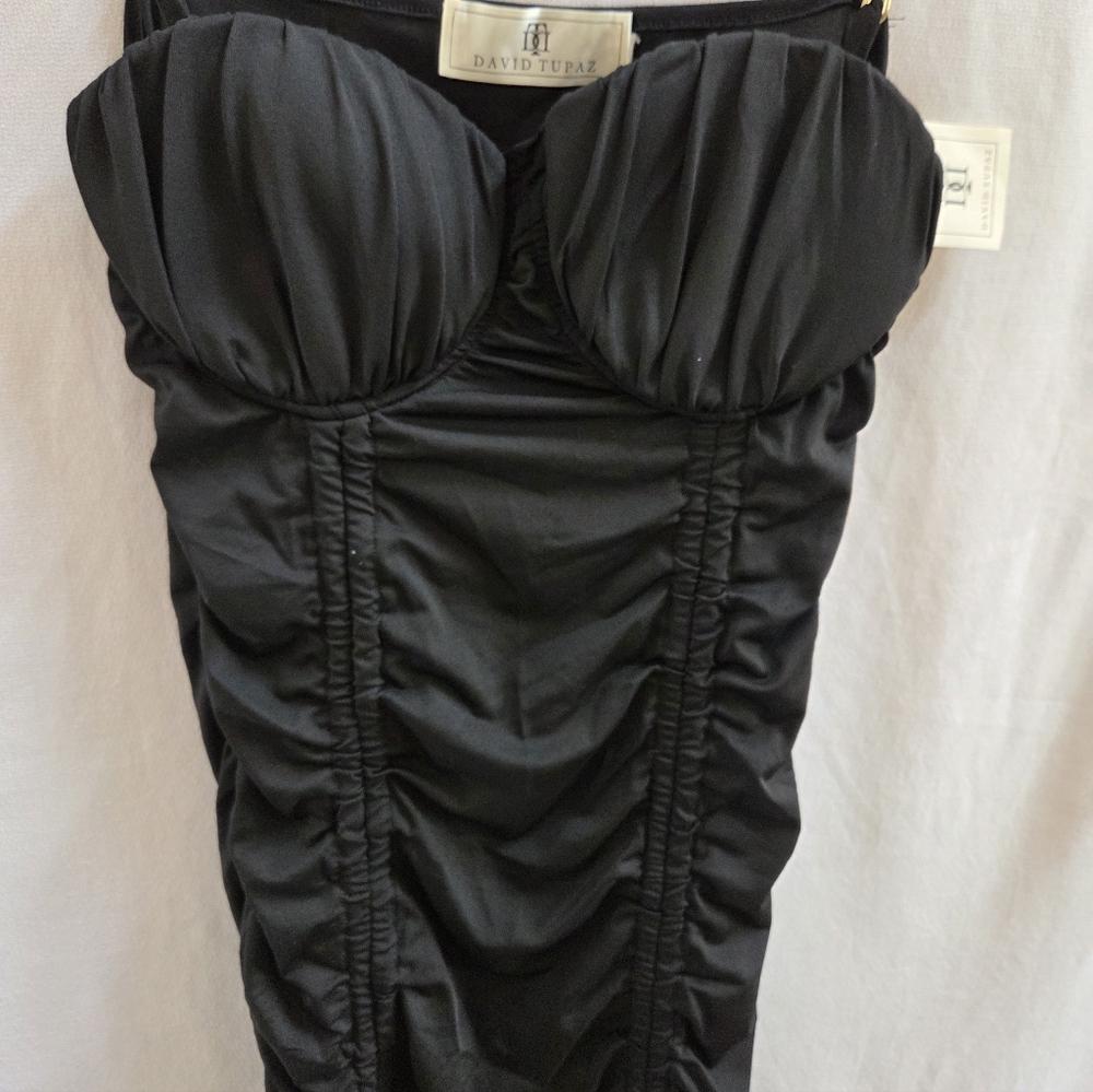 Chic Black Mini Dress with Gold Chain Straps
